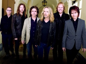 Rock Group STYX L/R: Chuck Panozzo, Ricky Phillips, Todd Sucherman, Tommy Shaw, James "J.Y." Young and Lawrence Gowan.
