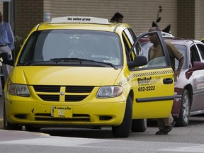 Taxis line up at the airport in Saskatoon.