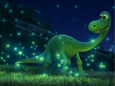 Spot, voiced by Jack Bright (L) and Arlo, voiced by Raymond Ochoa, in "The Good Dinosaur."