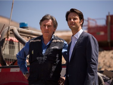 Gabriel Byrne as as Andrew Sougarret (L) and Rodrigo Santoro as Laurence Golborne in Alcon Entertainment's true-life drama "The 33," a Warner Bros. Pictures release.