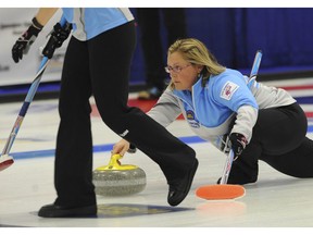 B.C.’s Kelly Scott skips one of 32 teams at this week’s Colonial Square Ladies Curling Classic in Saskatoon.