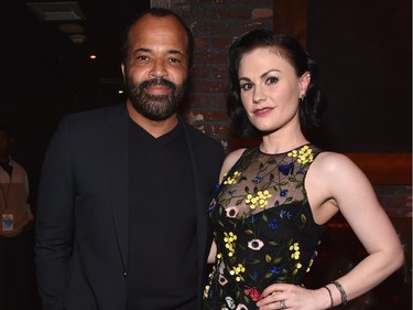 Actors Jeffrey Wright (L) and Anna Paquin attend the world premiere of Disney-Pixar's "The Good Dinosaur" at the El Capitan Theatre on November 17, 2015 in Hollywood, California.