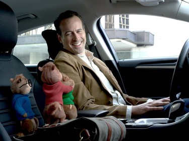 Dave Seville, played by Jason Lee, and the Chipmunks enjoy their road trip together in "Alvin and the Chipmunks: The Road Chip."