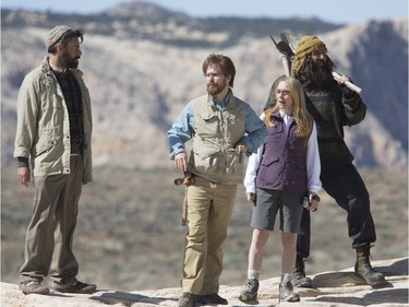 L-R: Jemaine Clement as Boaz, Sam Rockwell as Don Verdean, Amy Ryan as Carol and Stelios Xanthos as  Shem in "Don Verdean."