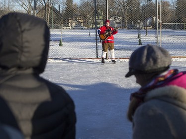 Sum Theatre performs a musical adaptation of The Hockey Sweater at Winterlude behind Victoria School, December 5, 2015.