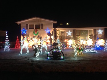 Christmas lights are on display at 1108 Tiffin Crescent in Saskatoon.