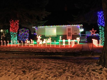 Christmas lights are on display at 210 Taylor Street West in Saskatoon.