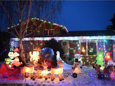 Christmas lights are on display at 455 Delaronde Road in Saskatoon.
