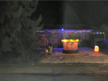 Christmas lights are on display at 5 Fraser Crescent in Saskatoon.