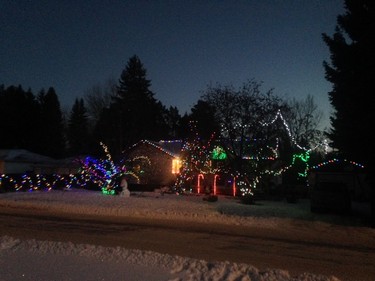 Christmas lights on display at 3229 Ortona Street in Saskatoon.