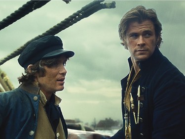 Cillian Murphy as Matthew Joy (L) and Chris Hemsworth as Owen Chase in Warner Bros. Pictures' and Village Roadshow Pictures' action adventure "In the Heart of the Sea.