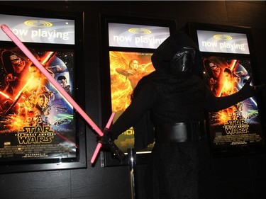 Geoff Fossenier was dressed as Kylo Ren at the opening night of Star Wars: The Force Awakens on Thursday, Dec. 17, 2015 at the Scotiabank Theatre in downtown Saskatoon.