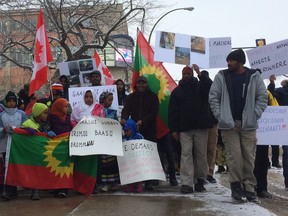 The Ethiopian community in Saskatoon protests a crackdown on protesters by the Ethiopian government.