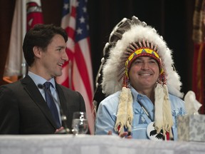 Prime Minister Justin Trudeau and AFN National Chief Perry Bellegarde at the chiefs' special assembly.