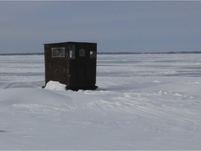 An ice fishing shack.