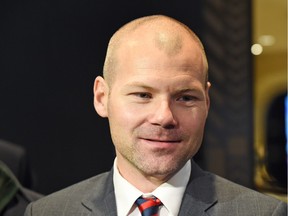 Saskatchewan Health Minister Dustin Duncan during a scrum at the DoubleTree Inn in Regina on October 27, 2015.