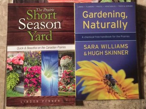 Gardening books by Prairie-based writers.  Photo by Darren Hill.