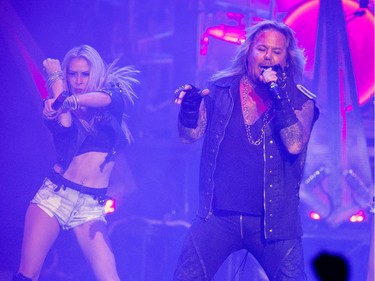 Vince Neil and Mötley Crüe open with "Girls Girls Girls" at SaskTel Centre, December 10, 2015.