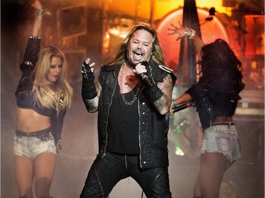 Vince Neil and Mötley Crüe open with "Girls Girls Girls" at SaskTel Centre, December 10, 2015.