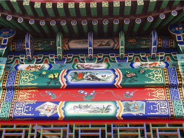 Details of the Zhongshan Ting during the unveiling of the new Chinese Ting artwork event in Victoria Park, December 12, 2015.