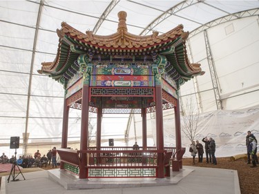 The Zhongshan Ting during the unveiling of the new Chinese Ting artwork event in Victoria Park, December 12, 2015.