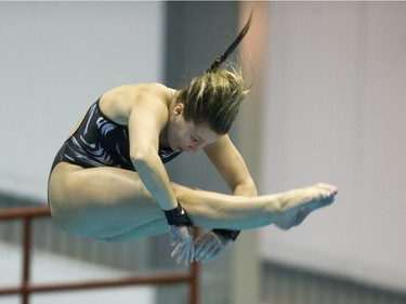 Celina Toth competes during the Women's 10-m finale Canadian senior diving championship, December 19, 2015.
