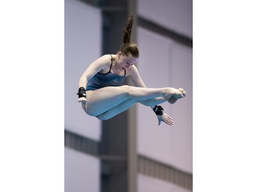 Tereza Vithoulkas competes during the Women's 10-m finale Canadian senior diving championship, December 19, 2015.
