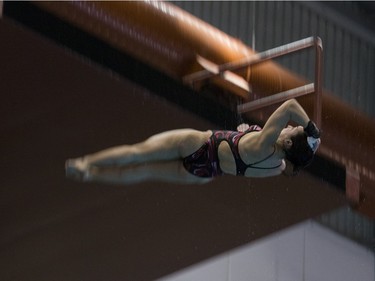 Meaghan Benfeito competes during the Women's 10-m finale Canadian senior diving championship, December 19, 2015.