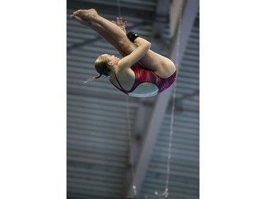 Elaena Dick competes during the Women's 10-m finale Canadian senior diving championship, December 19, 2015.