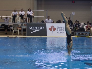 Tereza Vithoulkas competes during the Women's 10-m finale Canadian senior diving championship, December 19, 2015.