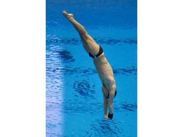 Ethan Pitman competes during the Men's 10-metre final at the Canadian senior diving championship, December 20, 2015.