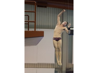 Henry Mckay competes during the Men's 10-metre final at the Canadian senior diving championship, December 20, 2015.