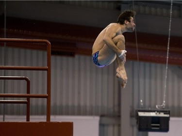 Tyler Henschel competes during the Men's 10-metre final at the Canadian senior diving championship, December 20, 2015.