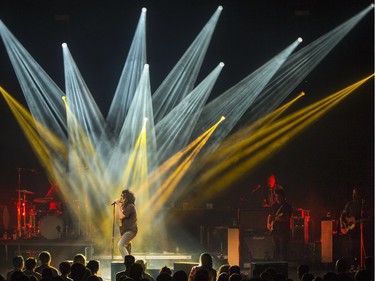 Adam Duritz, lead singer for the Counting Crows, opened with the crowd's favourites with a spectacular stage light show at TCU Place in Saskatoon, May 6, 2015.