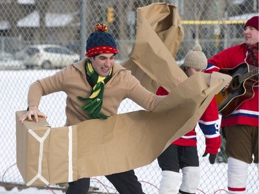 Winterlude is a free three-day festival outdoor celebration of the season with its focal point being a performance of the Canadian classic "The Hockey Sweater." Actor Gaelan Beatty in rehearsal, December 2, 2015.