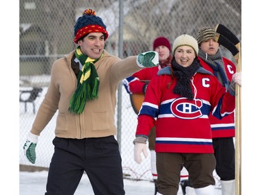 Winterlude is a free three-day festival outdoor celebration of the season with its focal point being a performance of the Canadian classic "The Hockey Sweater." Actor Gaelan Beatty in rehearsal, December 2, 2015.