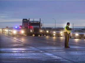 SASKATOON, SASK. NOV. 4, 2015 1205 news accident--Traffic was backed up on Highway 11 northbound after an accident there at the Wanuskewin Road intersection on December 4, 2015 in Saskatoon.{RICHARD MARJAN/Saskatoon StarPhoenix}