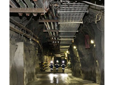 Media and visitors took a tour underground at the grand opening of the Cigar Lake Mine in northern Saskatchewan, September 23, 2015.