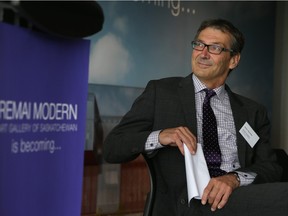 Chair of the board of trustees for Saskatoon's Remai Modern, Alain Gaucher, can be seen at the launch of the new Remai Modern art gallery of Saskatchewan name in Saskatoon on June 19, 2014.