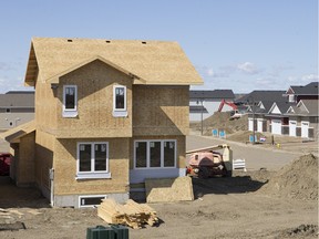 New home construction near Kolynchuk Crescent in the Stonebridge neighbourhood in Saskatoon on  Sunday, April 19, 2015.