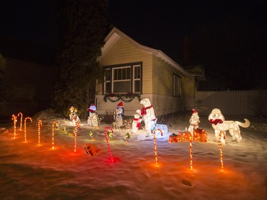 Christmas lights are on display along the 1100 block of 12th Street East in Saskatoon, December 4, 2015.