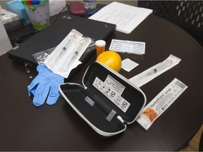 A Naloxone kit, which is used as an emergency intervention to prevent a opioid overdose fatalities.