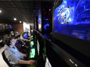 Gamers warm-up before playing League of Legends at a SKLeague eSports tournament held at Matrix Gaming Centre in Regina, Sask. on Saturday Nov. 7, 2015.