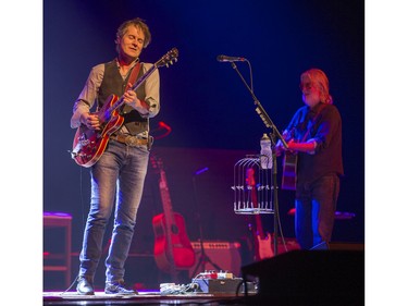 Jim Cuddy (L) and Greg Keelor play as Blue Rodeo performs at TCU Place in Saskatoon, January 16, 2016.