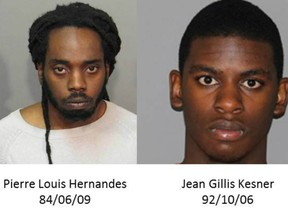 Jean Gillis Kesner (right) and Pierre Louis Hernandes are wanted on a Canada-wide warrant in connection with a robbery of the Birks store on Third Avenue South around 11 a.m. on Feb. 1, 2014