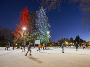 People took advantage of the weekend's warmer weather by enjoying a skate at the Meewasin Rink.