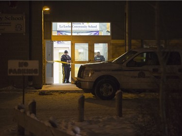 RCMP are on the scene after a school shooting at La Loche Community School, January 22, 2016.