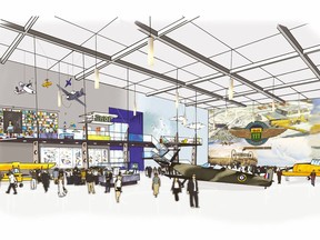 This artist's rendering shows the interior of the proposed Saskatchewan Aviation Museum and Learning Centre, which is slated to begin construction in the spring along Koyl Avenue on Saskatoon Airport Authority land in Saskatoon.