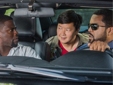 L-R: Kevin Hart as Ben, Ken Jeong as AJ and Ice Cube as James in "Ride Along 2."