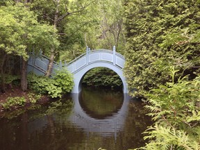 Moon bridge at the Les Jardin de Quatre Vents, near Quebec City.